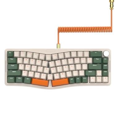 Imagem de AJAZZ AKS068 Teclado mecânico para jogos com fio com cabo USB C enrolado, Alice 68 montado na junta com botões CNC, interruptor azul hot-swap, via driver programável, luz de fundo RGB, teclas PBT