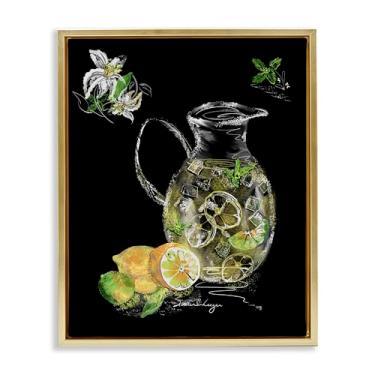 Imagem de Stupell Industries Iced Lemonade Pitcher Gold Framed Floater Canvas Wall Art Design por Susan Lugar, 89 x 63 cm