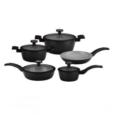 Imagem de Conjunto De Panelas Noir 5 Peças Em Cerâmica De Indução Kenya Preto