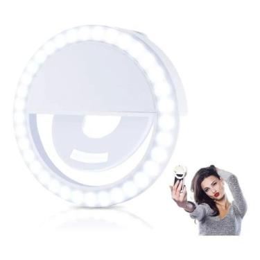 Imagem de Clipe Anel Luz Pra Selfie Ring Light Flash Celular BRANCO - MKB