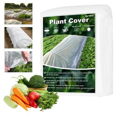 Imagem de Coberturas de plantas de 1,8 x 80 m, proteção contra congelamento, pano de geada de 34 g, cobertura flutuante para plantas ao ar livre, cobertor de geada de jardim de inverno para vegetais, flores