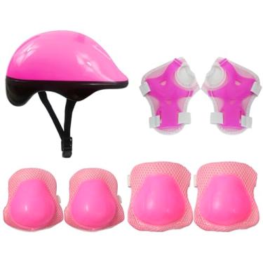 Imagem de Kit de Proteção Capacete + Cotoveleira + Joelheira Rosa M 55-59cm DM Radical