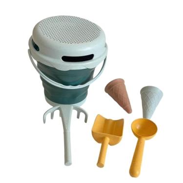 Imagem de oshhni Conjunto de brinquedos de praia para crianças, caixa de areia, lembrancinhas de festa, presente de aniversário, balde dobrável portátil, ferramentas, Cinza E Azul