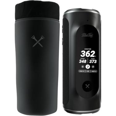 Imagem de Blue Tees Golf Capa GPS compatível com Player + alto-falante GPS – Capa protetora de transporte macia com fecho de cordão e trava de cabo de metal, equipada com clipe mosquetão (preto - apenas capa)