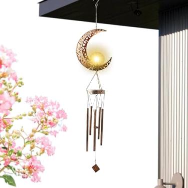 Imagem de Rrlihjgu Sinos De Para Exterior | Carrilhão Lunar com Iluminação Solar Resistente às Intempéries e Brilho Noturno,Enfeite Com Efeito Luminescente Em Estrutura Metalica Para Relaxamento Meditacao