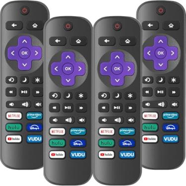 Imagem de Pacote com 4 controles remotos de substituição apenas para Roku TV, compatível com todos os TCL Roku/Hisense Roku/Onn Roku/Sharp/Philips Roku (não para Roku Stick, caixa ou alto-falante)