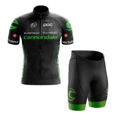 Imagem de Conjunto Ciclismo Cannondale Camisa Manga Curta e Bermuda Gel 3d Bike 