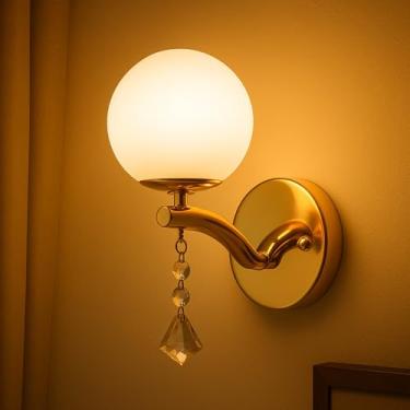 Imagem de ABTTOI Arandela de parede dourada 1 luz de meados do século moderno arandela de parede dourada para sala de estar cabeceira escadas banheiro espelho restaurante