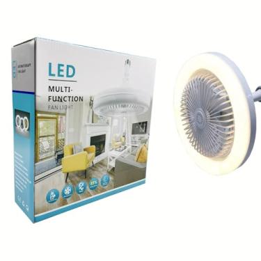 Imagem de LVHEOM Ventilador de luz com controle remoto, 3 cores 3000K-6500K ventilador de lâmpada LED regulável E26 parafuso ventilador de teto para quarto, cozinha, sala de armazenamento, armário, pequenos