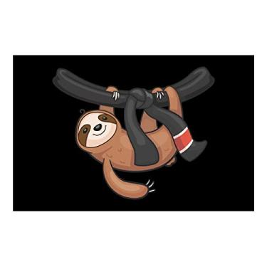 Imagem de Damdekoli Pôster de preguiça suspensa - Jiu Jitsu - Arte de parede BJJ brasileiro - Faixa preta - Artes marciais - Jujitsu (28 x 43 centímetros - Pôster)