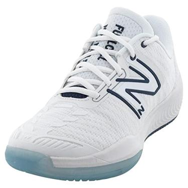 Imagem de New Balance Tênis masculino FuelCell 996 V4 Hard Court, Branco/azul marinho/Hi-Lite, 44