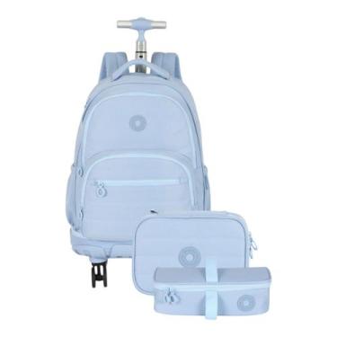 Imagem de Mochila Escolar Rodas 360º + Lancheira + Estojo 100 Lápis Up4you, Azul