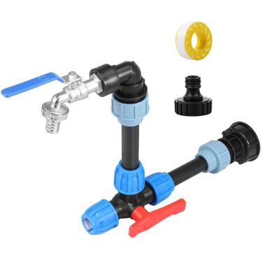 Imagem de LYIYEYAN Adaptador de mangueira tote IBC - Kit de conexão de adaptador IBC de alta resistência com saída padrão de 3/4 polegadas, torneira de mangueira de jardim para tanque de água da chuva 1000L