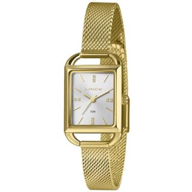 Imagem de Relógio Lince Feminino Ref: Lqg4790l24 S1kx Retangular Mesh Dourado