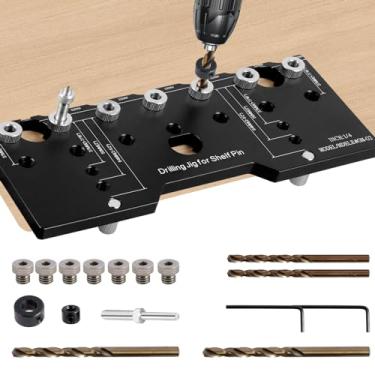 Imagem de Gabarito de pino de prateleira, gabarito de perfuração de pino de prateleira de liga de alumínio de 1/10.2 cm para furos retos, gabarito preciso de gabarito de montagem de dobradiça de gabarito