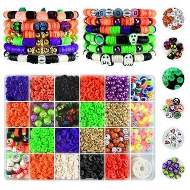 Imagem de 3200 peças de contas de Halloween para kit de fabricação de joias, decoração de Halloween, kit de fabricação de pulseiras para fazer joias, variedades de berloques, artesanato, presentes DIY