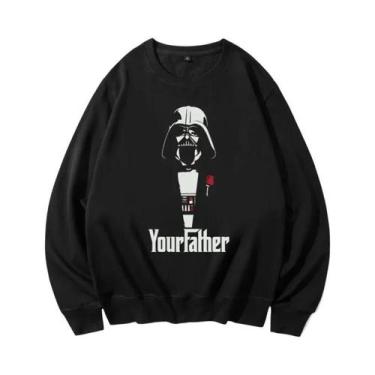 Imagem de Moletom Dark Side Com Gola Redonda Respirável Com Estampa Darth Vader 