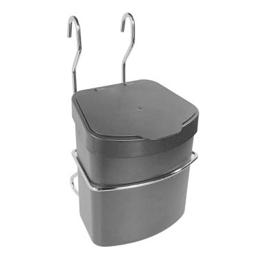 Imagem de Lixeira Preta 2,5L Com Suporte Cromado Para Barra Parede Cozinha - 2409PT Future