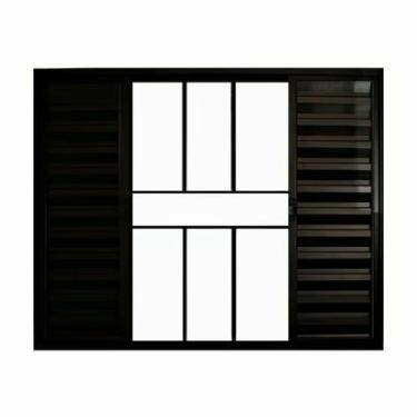 Imagem de Janela Veneziana de Correr 6 Folhas com Grade Alumínio Preto 1.00 x 1.20 Linha Modular - PTORD2282 - HALE