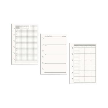Imagem de AxeWoodz Refil de papel A7, pacote com 3, sem data, diário, semanal, mensal, refil de folhas soltas, 6 furos, papel de enchimento para fichário