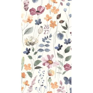 Imagem de Agenda de bolso mensal floral feminina 2026-27 8,9 cm x 16,5 cm