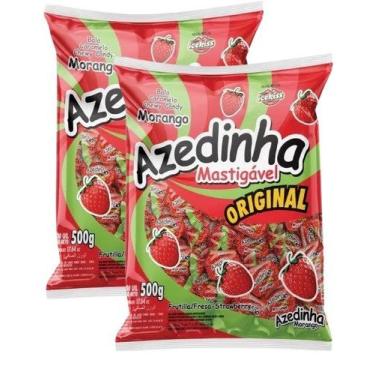 Imagem de 2 Bala Azedinha Mastigável Sabor Morango Cory Pacote 500g