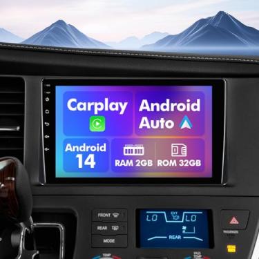 Imagem de Rádio veicular Android 14 para Toyota Sienna 2015-2018 2015-2018 com tela sensível ao toque estéreo para carro Carplay Android Auto Backup Camera Mirror Link Navegação GPS, WiFi, Bluetooth, FM