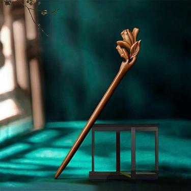 Imagem de Palitos de cabelo de madeira presilhas de cabelo de sândalo vermelho clipes de coelho estilo vintage acessórios para mulheres coque