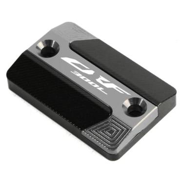 Imagem de Acessórios de motocicleta Tampa do reservatório de fluido de freio dianteiro e tampa de enchimento de óleo do motor compatível com CRF300L CRF 300 L CRF 300L 2021 2022 (tampa frontal - cinza)