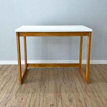 Imagem de Mesa Escritório de Madeira Pinus Linea Branco e Nozes - ArtFactory Des