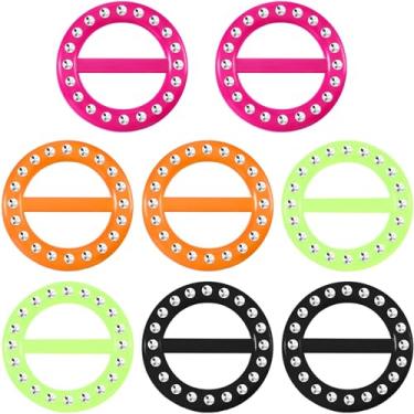 Imagem de Boao 8 peças de clipes de camiseta de plástico para festa dos anos 80, cachecóis de seda, anel, camiseta, clipes de gravata para Halloween, moda feminina, redondo, fivela, roupas, acessórios dos anos