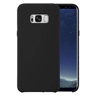 Imagem de Capa de telefone de silicone líquido para Samsung Galaxy S8+ Plus 6,2 polegadas G955 G955U à prova de choque/borracha gel/capa de proteção contra quedas preta