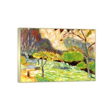 Imagem de BMZFYBS Impressão em tela famosa pintura - paisagem de arte de parede - paisagem com cachorro - pôster moldura prata para decoração de casa 70 x 100 cm 27 x 39 pol