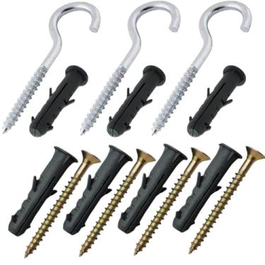 Imagem de Gancho 6mm com Bucha e Parafuso – Kit 600 Peças (150 Ganchos + 300 Buchas + 150 Parafusos) – Ideal para Fixação de Varais, Redes, Telas e Decoração