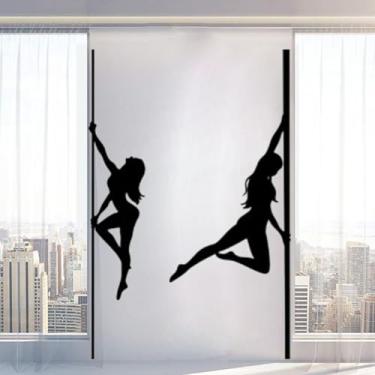 Imagem de Adesivo de parede Pole Dance Girls Hair Salon Wall Decals Sexy Woman Wall Mural DIY Beauty Salon Hot Long Hair Girl Posters tall182CM