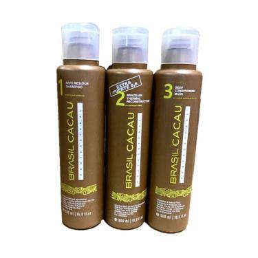 Imagem de Kit de alisamento de queratina em 3 etapas, 500 mL com xampu e máscara
