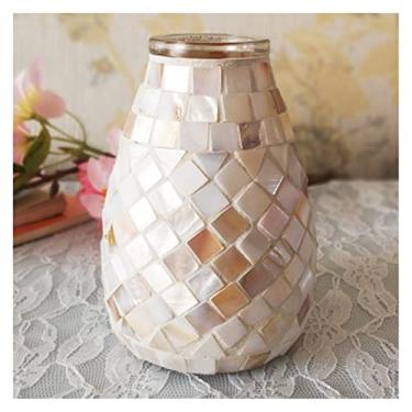 Imagem de Vaso de vidro mosaico fresco nórdico de cor clara para escritório em casa hidropônico endro verde pequeno arranjo de flores vaso de decoração de casa (cor: 1) (2)