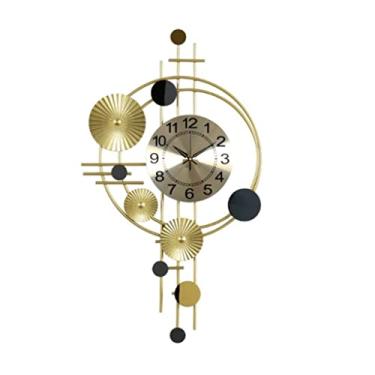 Imagem de WYUYIWH Relógio de parede para quarto relógios de metal decorativos com movimento silencioso estilo criativo de luxo relógio de parede moderno arte para sala de estar quarto escritório relógios de