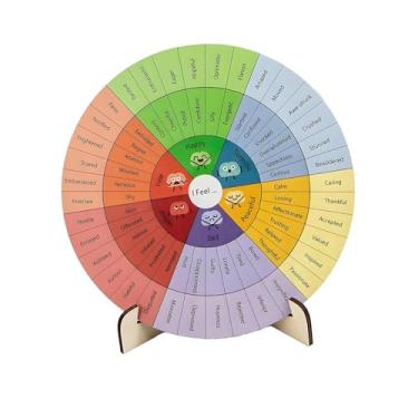 Imagem de YIJU Roda do Sentimento 15 cm Enfeite de Mesa Roda do Humor Decoração de Mesa Gráfico de Emoções para Casa Crescimento Pessoal Conselheiro Escolar Sala de