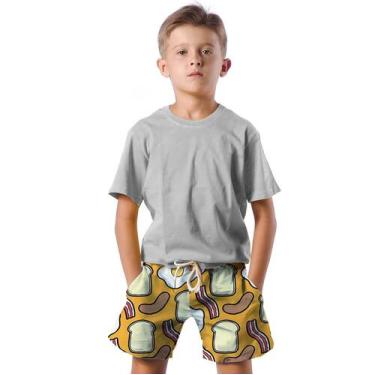 Imagem de Shorts Infantil Bermuda Calção Praia Verão Café da Manhã Breakfast 196