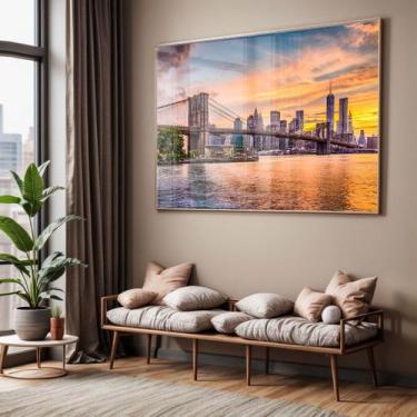 Imagem de Quadro com Moldura e Acrilico Cristal Vidro Sala Quarto Paisagem Ponte