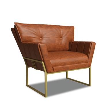 Imagem de Poltrona Sala de Estar Industrial Dour Anitta Sintético PU D03 - D'Rossi