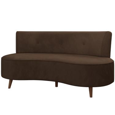 Imagem de Sofá Chaise Living 2 Lugares 135cm Sala de Estar Istambul K01 Veludo Marrom - Lyam Decor