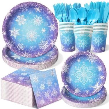 Imagem de Conjunto de festa Kinovo Winter Snowflake, 168 peças para 24 convidado