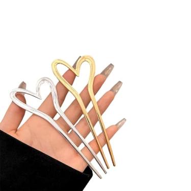 Imagem de Snmzlc Grampos de cabelo franceses para mulheres, 2 peças, adequados para tranças, pães e penteados sem danos ao cabelo, pino de metal em forma de U, adequado para cabelos finos e grossos US292