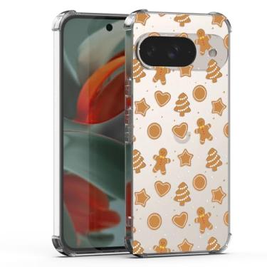 Imagem de Capa para celular para Google Pixel 9 Xmas transparente fofa masculina de gengibre projetada para crianças meninas TPU macio transparente bumper à prova de choque capa protetora para celular para