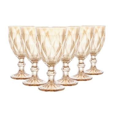 Imagem de LYOR - Conjunto de 6 Taças de Vidro Para Água Diamond 325ml Âmbar Metalizado - Mesa Posta - Itens Para Casa - Utensílios de Cozinha - Enxoval - Casamento