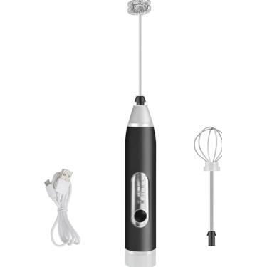 Imagem de Mini Mixer Inox Portátil Elétrico USB Recarregável 2 em 1: Prepara Bebidas Cremosas, Batedor de Ovos, Misturador de Bebidas, Fuê Multiuso com 3 Velocidades Alta Performance e Durabilidade