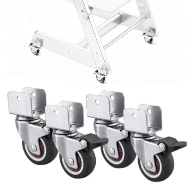Imagem de Costyleen Pacote com 4 rodízios resistentes para cadeira alta Stokke Tripp Trapp: Rodas silenciosas de 5 cm com suportes de aço cromado, rotação de 360°, design sem arranhões