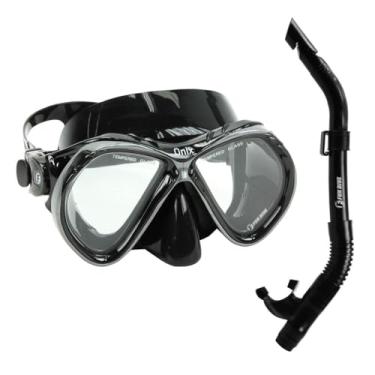 Imagem de Fun Dive Kit Mergulho Máscara Onix e Snorkel SK-09, Silicone Antialérgico, Preto e Amarelo, Vidro Temperado, com Válvula de Proteção, para Mergulho e Snorkeling (Preto)